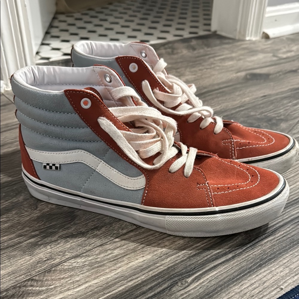 Vans High-Top Sneakers in Orange and Gray